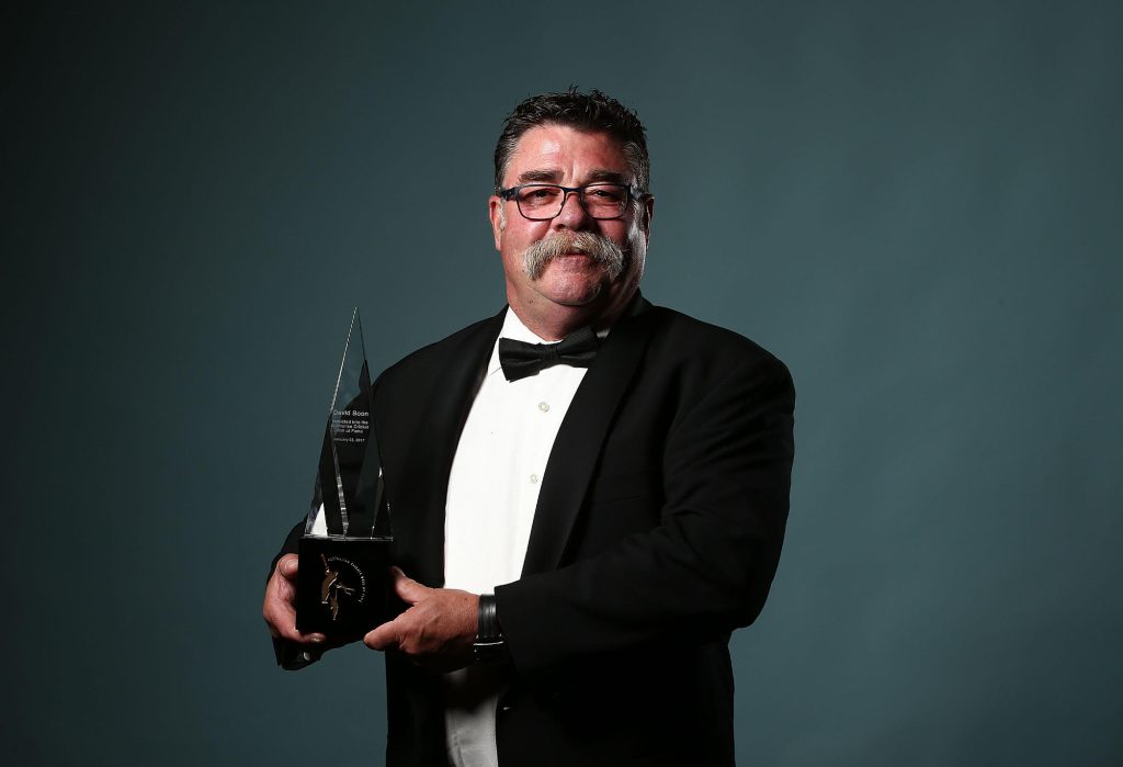 David Boon poses after being inducted into the Australian Cricket Hall of Fame
