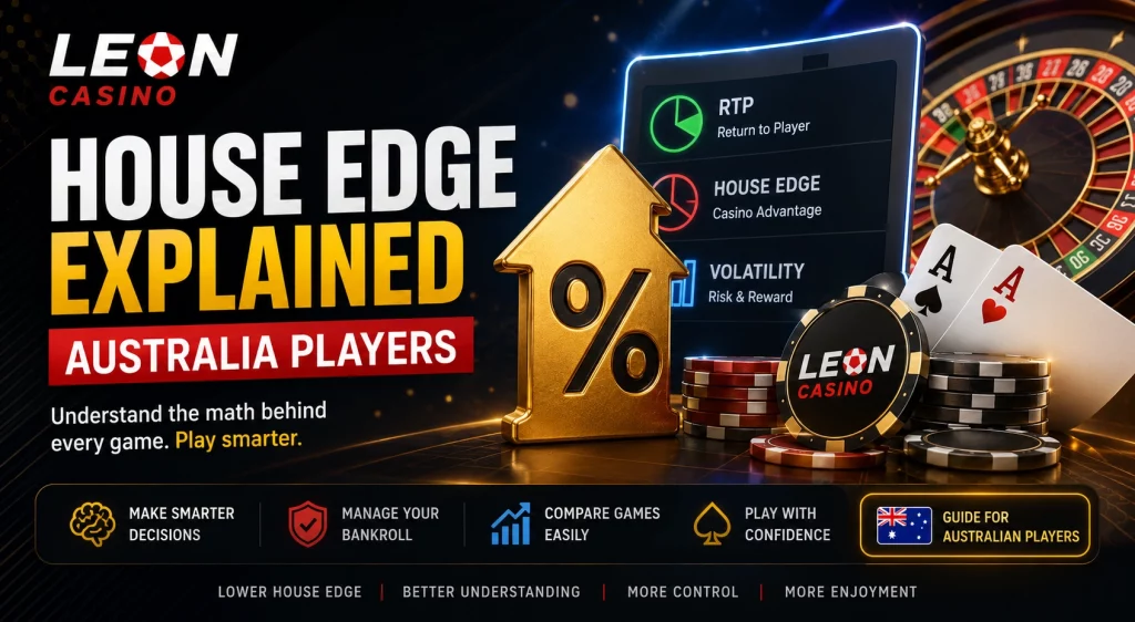 Leon Casino House Edge Explained for Australia Players – guide to RTP, house edge, volatility, roulette, blackjack, pokies strategy, bankroll management and smarter casino decision making.